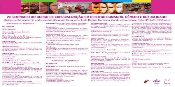 ENSP promove Seminário sobre gênero, sexualidade e direitos humanos em 13 e 14 de agosto