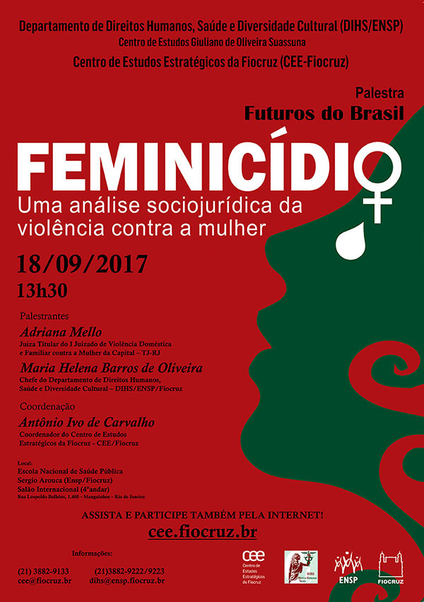 Feminicídio será tema de palestra na ENSP em 18 de setembro
