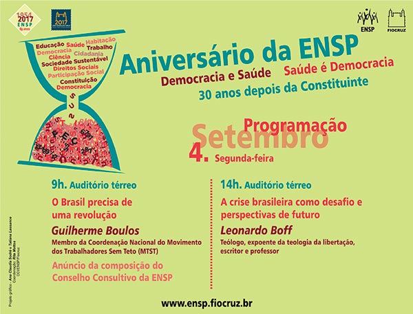 ENSP recebe Guilherme Boulos e Leonardo Boff na abertura de seu 63º aniversário