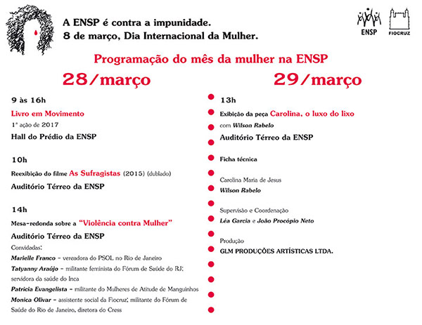 Nesta terça-feira, dia 28/3, evento na ENSP discute a violência contra a mulher