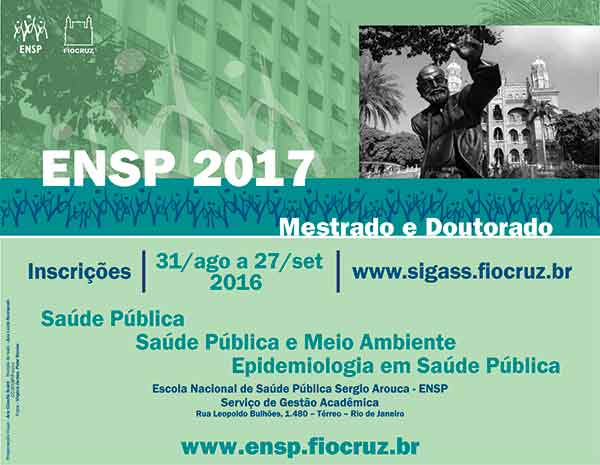 Último dia de inscrição para os cursos de mestrado e doutorado ENSP 2017