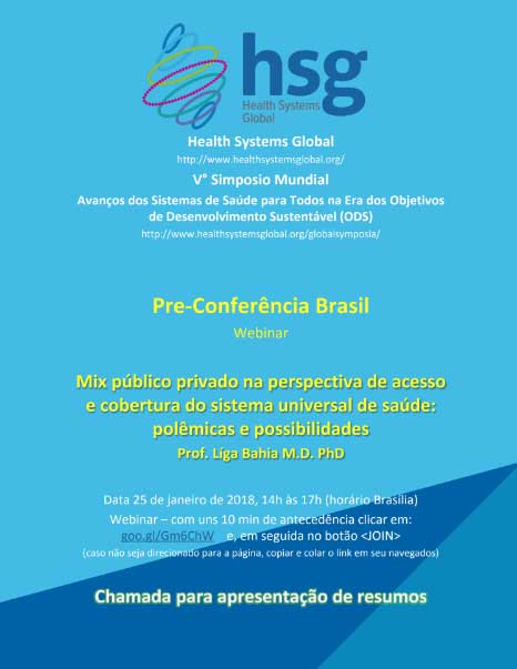 Brasil organizará evento preparatório da Health Systems Global