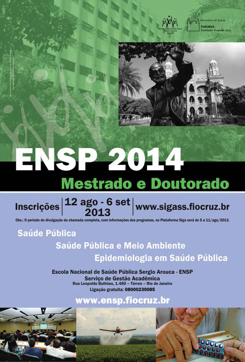 Mestrado e doutorado ENSP 2014: veja as informações