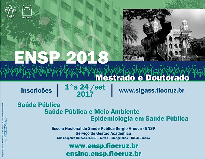 Mestrado e doutorado ENSP 2018: inscrições a partir de 1/9
