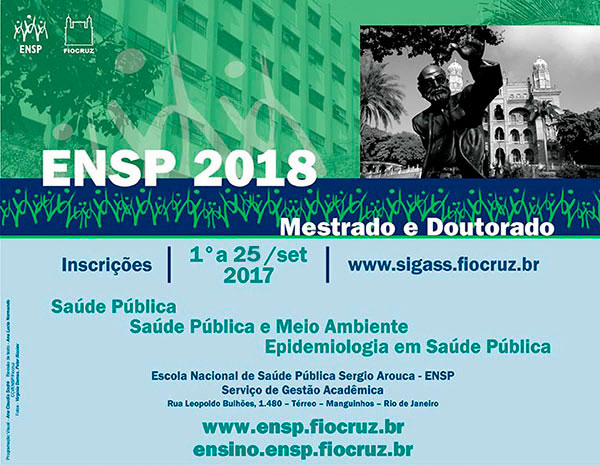 Mestrado e Doutorado ENSP 2018: inscrições prorrogadas até 25 de setembro
