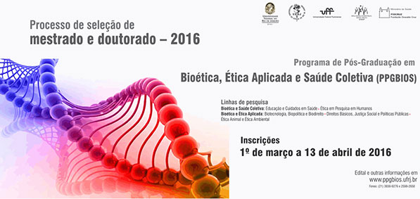 Programa de Bioética, Ética Aplicada e Saúde Coletiva: inscrições terminam em 13/4