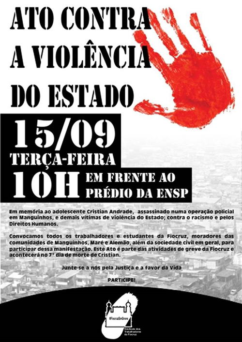 ENSP convida todos para Ato contra a violência do Estado na terça-feira (15/9)