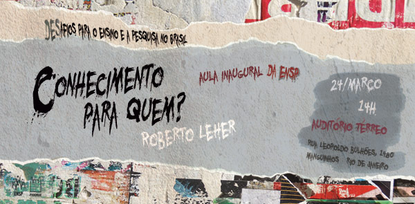 Roberto Leher abrirá ano letivo da ENSP/Fiocruz nesta sexta-feira (24/3)