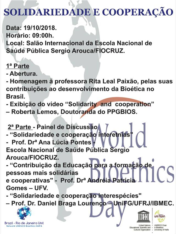 Programa de pós comemora Dia Mundial da Bioética nesta sexta-feira (19/10)