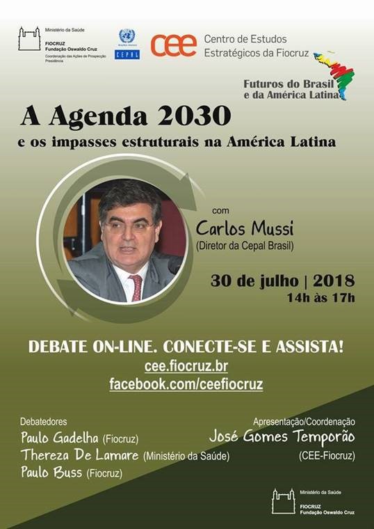 Carlos Mussi, da Cepal, discute a Agenda 2030, na série on-line Futuros do Brasil e da América Latina