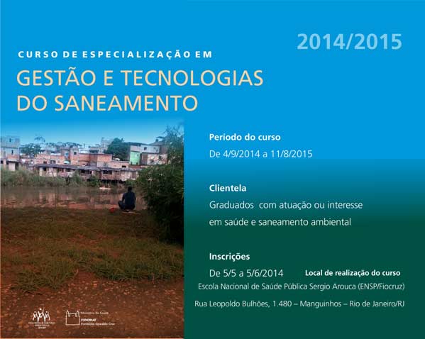 Curso sobre Gestão e Tecnologias do Saneamento: inscrições até 4/6