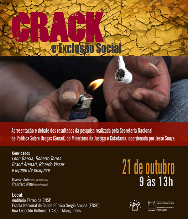 Pesquisa sobre crack e exclusão social será apresentada na ENSP nesta sexta-feira (21/10)