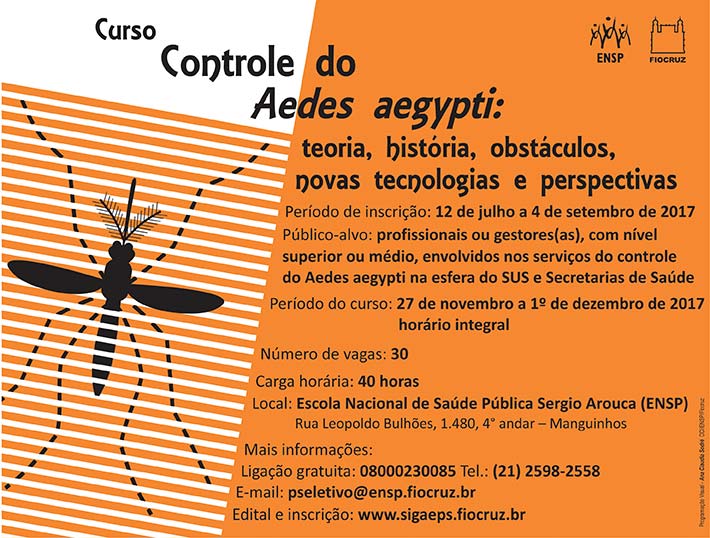 Inscrições abertas para curso sobre controle do Aedes aegypti