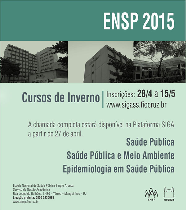 Cursos de Inverno ENSP 2015: inscrições terminam em 15/5