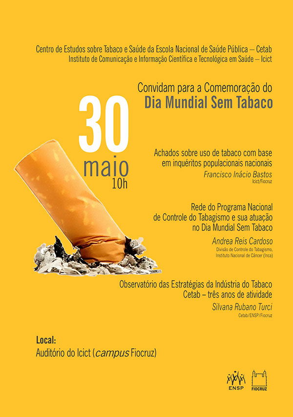 Dia Mundial Sem Tabaco: Fiocruz discute resultados de inquéritos sobre prevalência do tabagismo