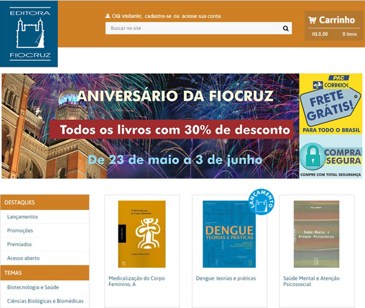 Livraria virtual é novo canal de acesso à Editora Fiocruz